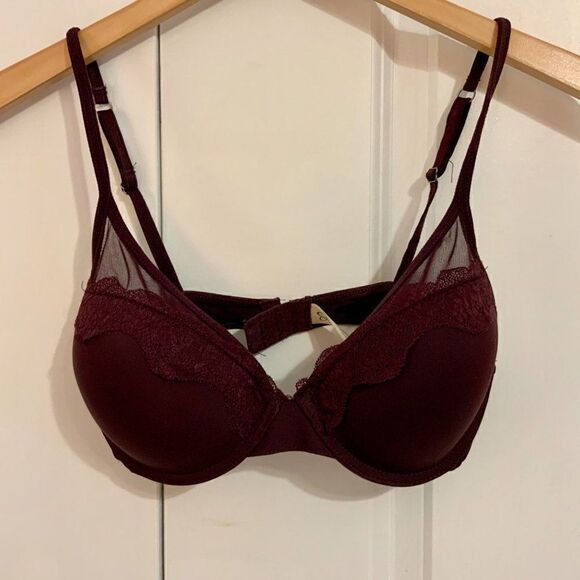 Jessica Simpson Purple Lace Trim Lightly Padded Underwire Bra 34C - Picture 1 of 8